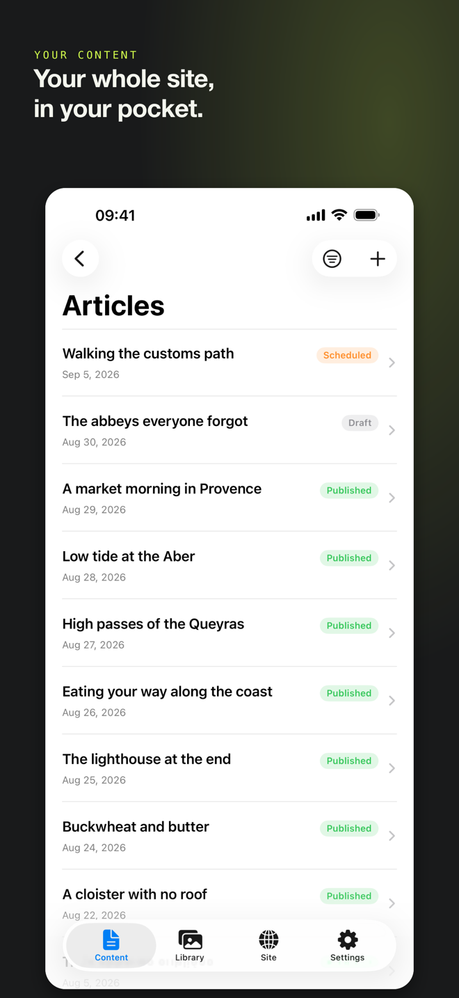 Your whole site, in your pocket.